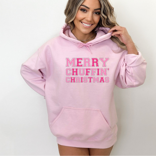 Chuffin Xmas Hoodie - Light Pink
