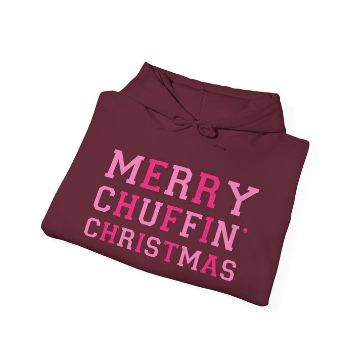 Merry Chuffin Christmas Hoodie - Maroon